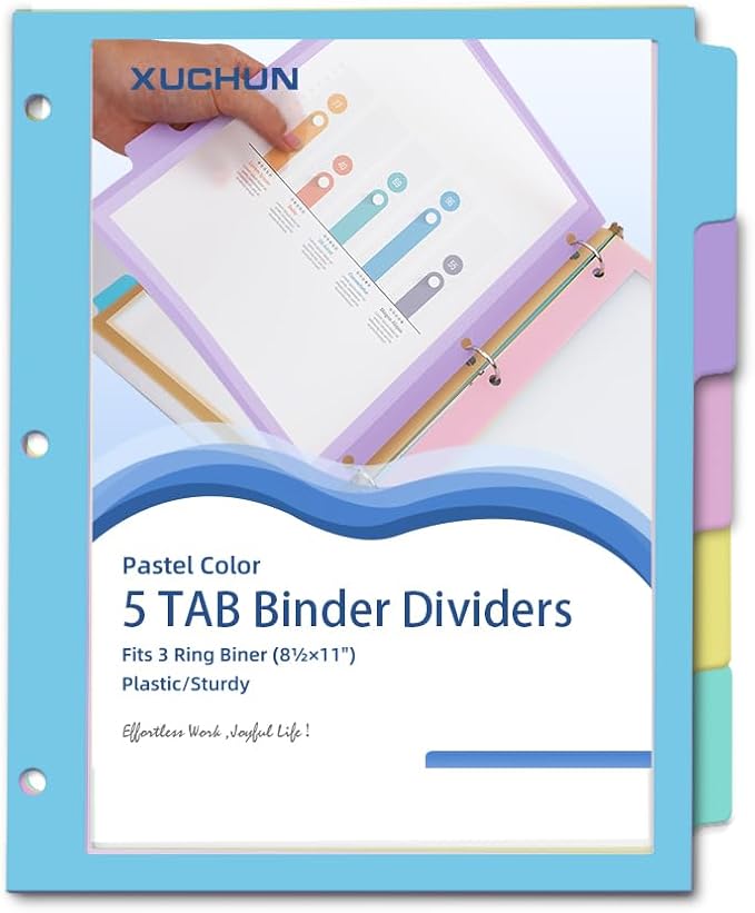30Pcs/6 Set 5 Tab Clear Plastic Binder Dividers - Image 7