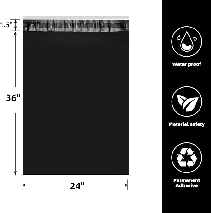 POLYSELLS 25 pcs 24x36 Inches Black Poly Mailers Shipping Envelopes, Strong - Image 2