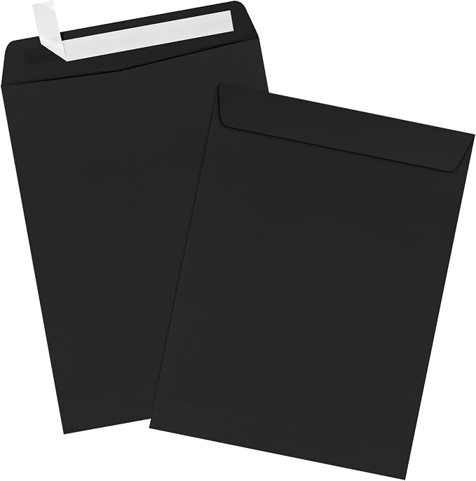 LUXPaper 9 x 12 Open End Envelopes | Peel & Press | Black Linen | 80lb. Text | 1 - Image 3