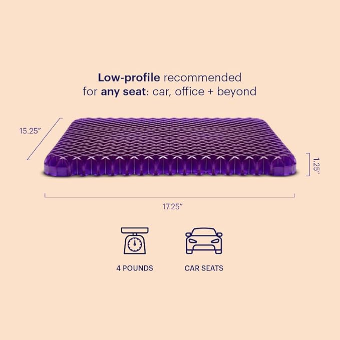 Purple Simply Seat Cushion, Lightweight 1.25" Low-Profile Gel Seat Cushion | - Image 2