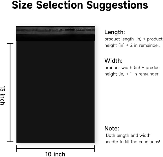 Black Shipping Bags 10x13 200Pcs Poly Mailers, Mailing Shipping Envelopes - Image 3