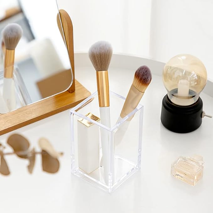 Newkita 3 Pack Clear Acrylic Cosmetic Pencil Pen Holder Cup, Desk Acrylic - Image 4