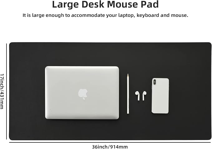 Leather Desk Pad, Wolaile 36x17 inch Large Mouse Pad, Waterproof Non-Slip - Image 2