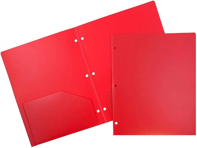 JAM PAPER Heavy Duty Plastic 3 Hole Punch Pocket Folders by JAMPaper