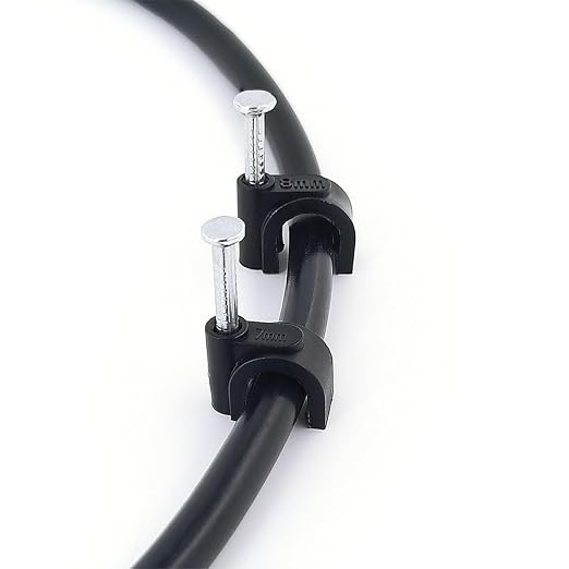 HS Cable Clips 8mm with Steel Nail 200 Pieces White, Ethernet Management U - Image 4