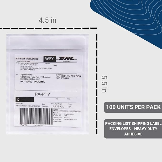 100 Units, 4.5"x5.5" Clear Packing List Shipping Pouches – Heavy Duty - Image 2