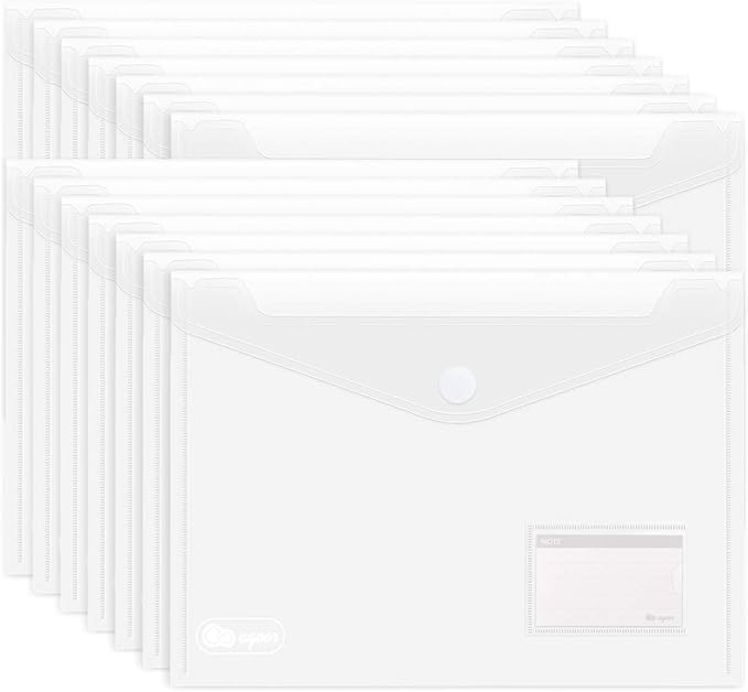 ABSOFINE 25 Pack Transparent Plastic Envelope Folders, A4 Letter Size, 100% by ABSOFINE