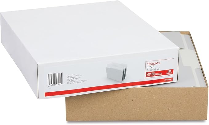 Staples File Folder, Letter Size, 1/3‑Cut Tab, Durable Paper Stock, 200/Carton - Image 7