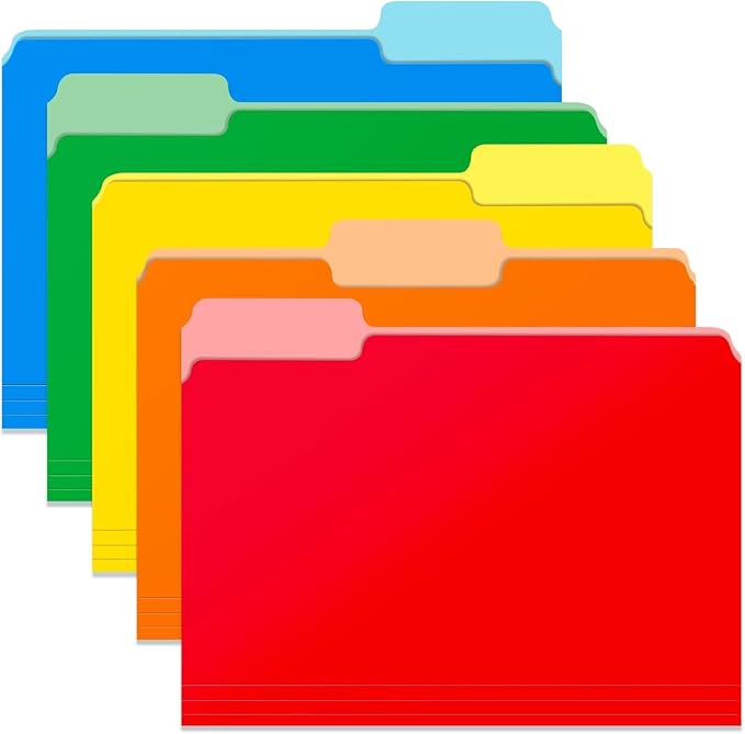 WEMEMORN 120-Pack Assorted Color File Folders, 8.5 x 11 Inch, 1/3 Cut Tab by WEMEMORN