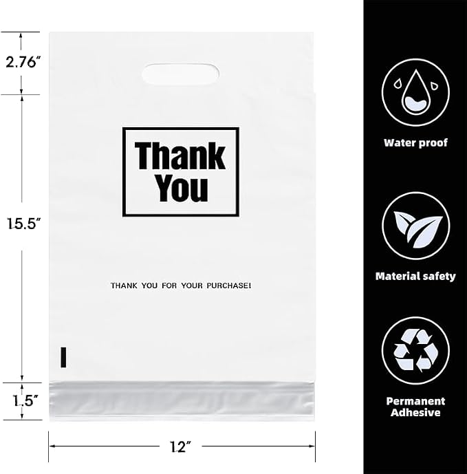 POLYSELLS Thank You Poly Mailers 12x15.5 inches 50 Pcs Waterproof Self-Sealing - Image 2