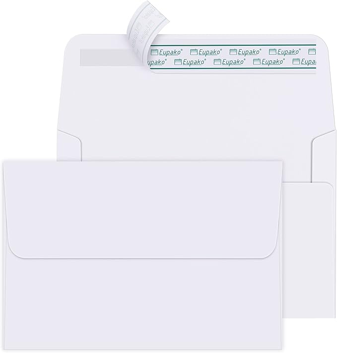 Eupako A4 White Photo Envelopes 4x6, 250 Pack Self Seal Envelopes by Eupako