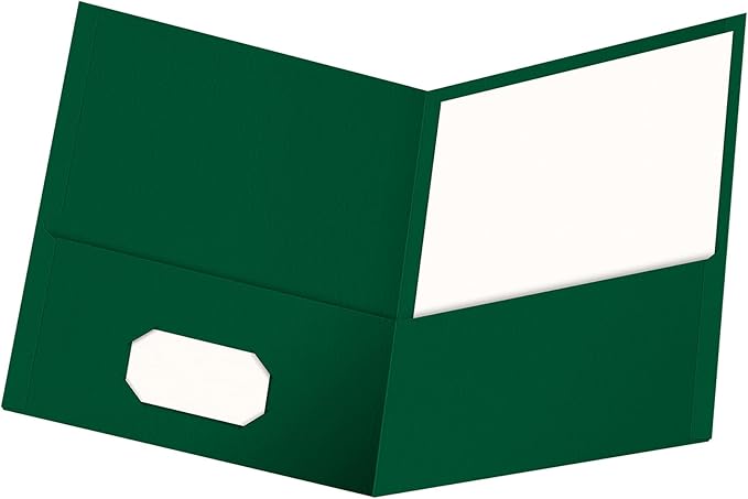 Oxford Two Pocket Folders, Textured Paper, Hunter Green, - Image 2