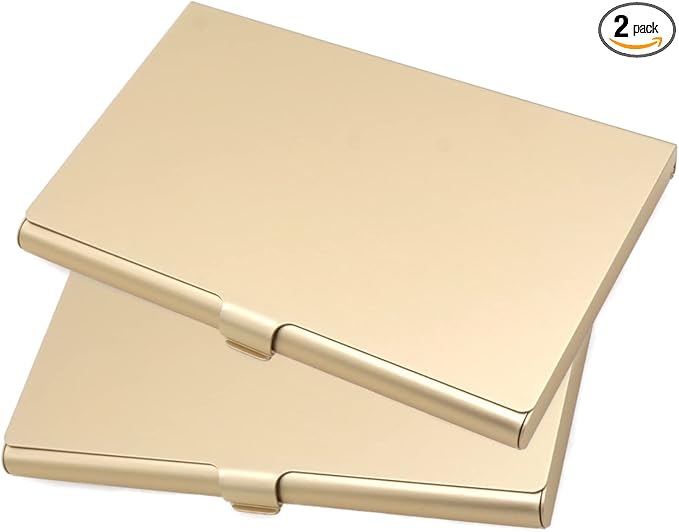 2-Pack Gold Aluminum Business Card Holder Slim Flip Pocket Case | aluminum by Joyangy