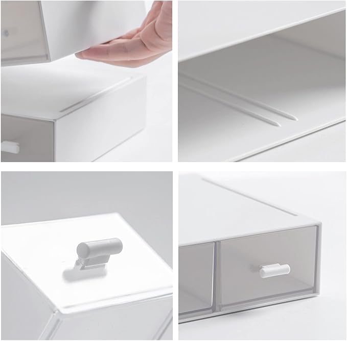 Desk Organizer with Drawers Stackable Storage Drawers, Plastic Compact Desk - Image 4