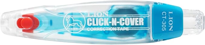 LION CLICK-N-COVER Refillable Correction Tape, Retractable Tip, 1/5" wide and - Image 4
