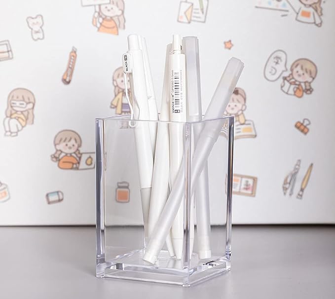 HSYMQ Clear Acrylic Pencil Pen Holder Cup, Acrylic Desk Accessories, Stationery - Image 7