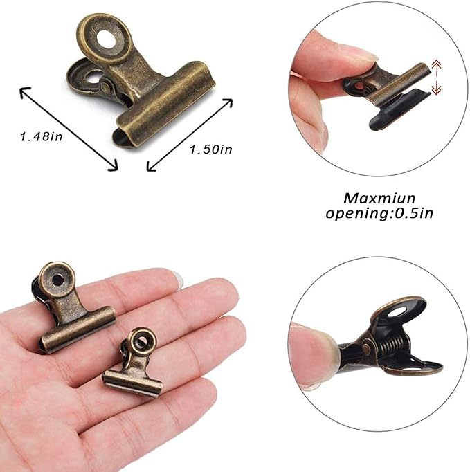Bulldog Clips with Hole for Push-pin, Paper File Clips with Strong Spring - Image 3