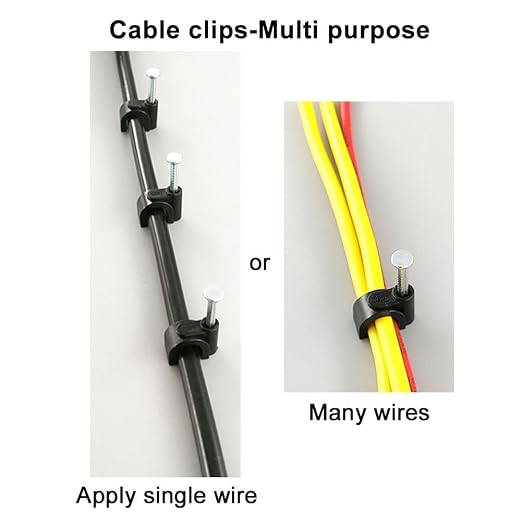 HS Cable Clips 10mm with Steel Nail 200 Pieces Black, Ethernet Management U - Image 6
