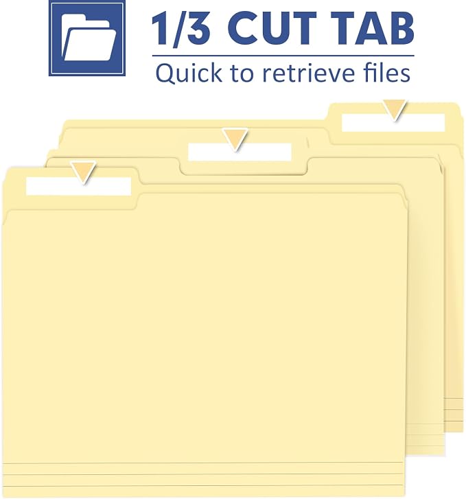 File Folder, PANDRI 220 Pack File Folder, 1/3 Cut Tab, Letter Size, Filing - Image 4