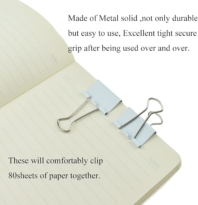 HAHIYO Binder Clips Paper Clamps Spring Steel Sturdy Medium 1.26 inches Width - Image 6