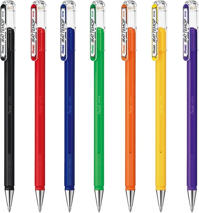 Pentel Mattehop 1.0mm Gel Roller 7pc Wallet - Image 3