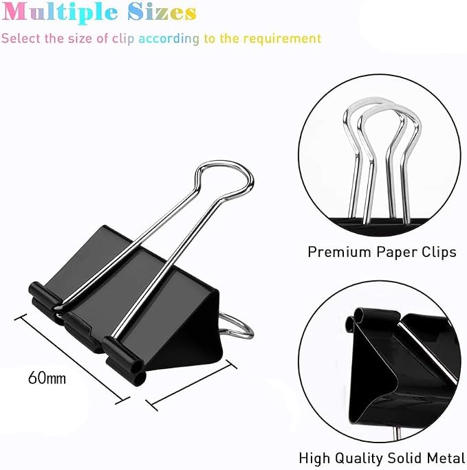 Extra Large Binder Clips, 12 Pack, 2.4 Inch, Standard 60mm, Jumbo Paper Clips - Image 2