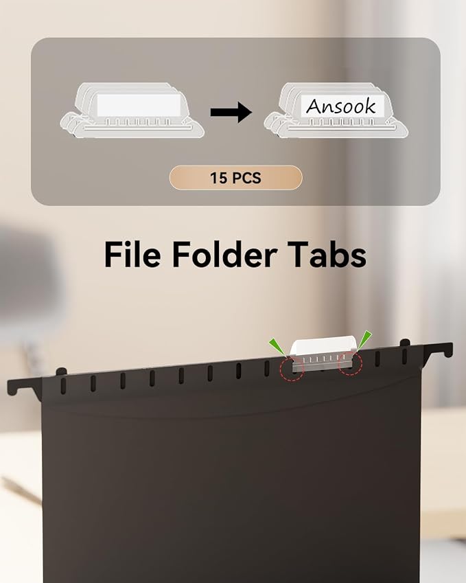 Ansook Plastic Legal Size Hanging File Folders, Reinforced 1" Expansion File - Image 5