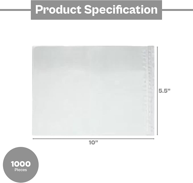 PSBM 1000 PCS 5.5 x 10 Inch Clear Blank Packing List Envelopes, Shipping - Image 3