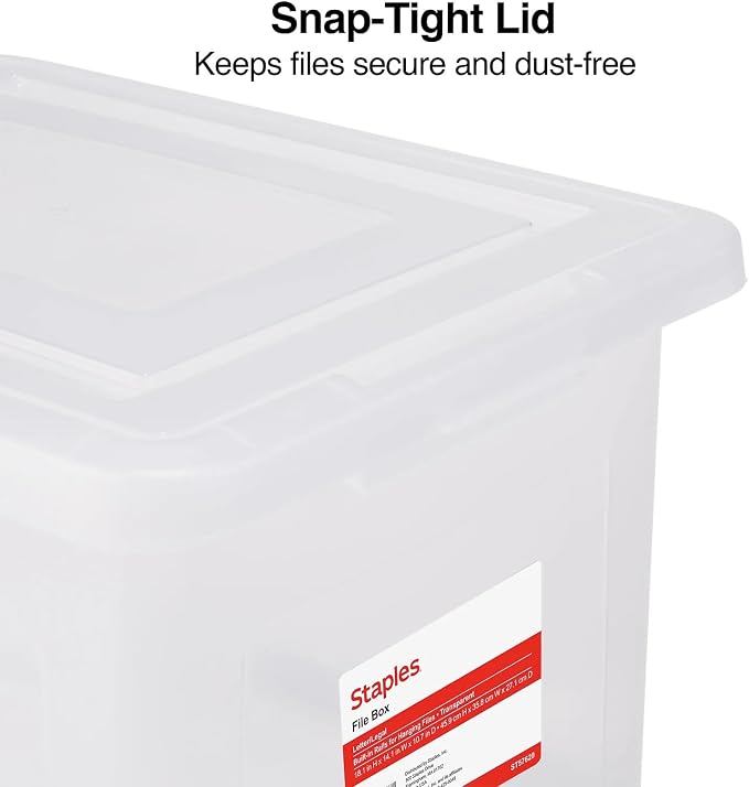 STAPLES Plastic File Box with Snap Lid, Letter/Legal Size - Image 5