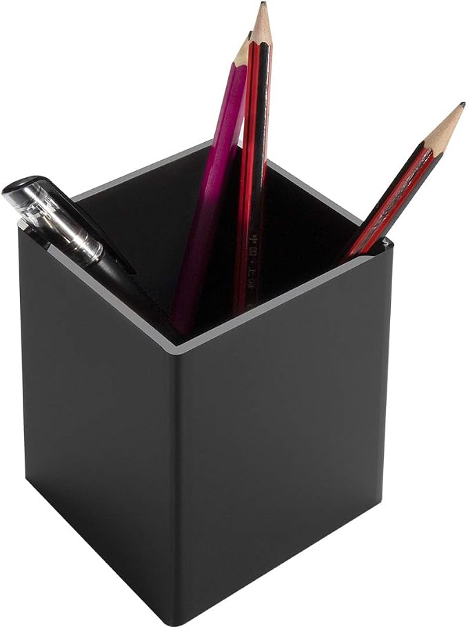NIUBEE Black Acrylic Pen Holder 4 Pack, Desktop Pencil Cup Stationery Organizer - Image 7