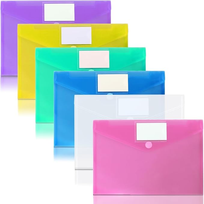 24 Pack Plastic Poly Filing Envelopes, 6 Assorted Color - Image 7