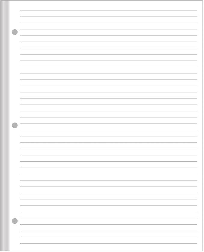 3-Hole Lined Refill Paper, Letter Size Punched Ruled Filler, 100 Sheets / 200 by Yaridar