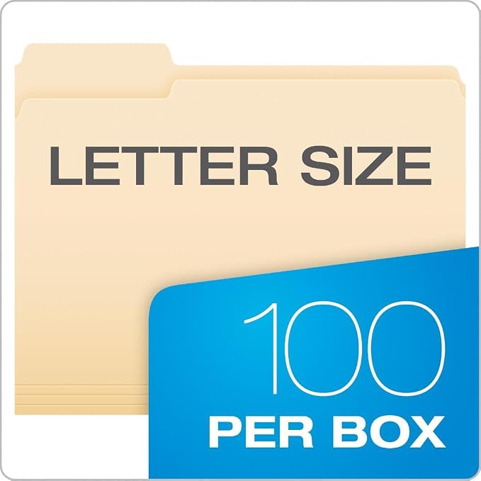 Pendaflex File Folders, Durable Manila Folders, Letter Size, 3 Top Tabs - Image 3