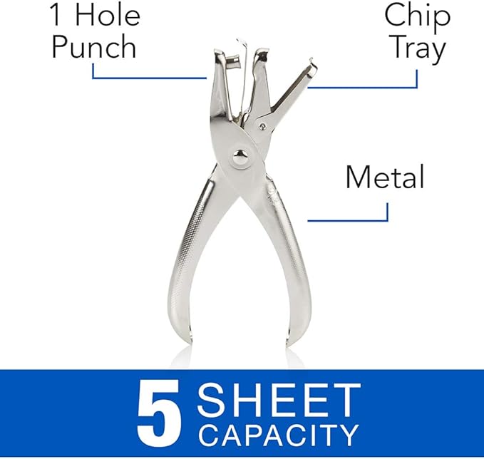 Swingline 1 Hole Punch, 5 Sheet Capacity Hole Puncher, Single Hole Paper Punch - Image 4