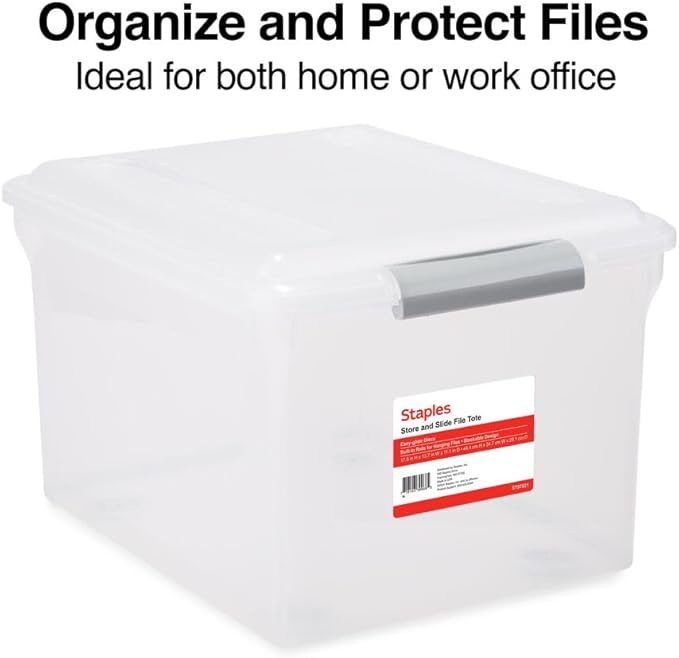 STAPLES Store & Slide Plastic File Box Latching, Letter/Legal Size - Image 3