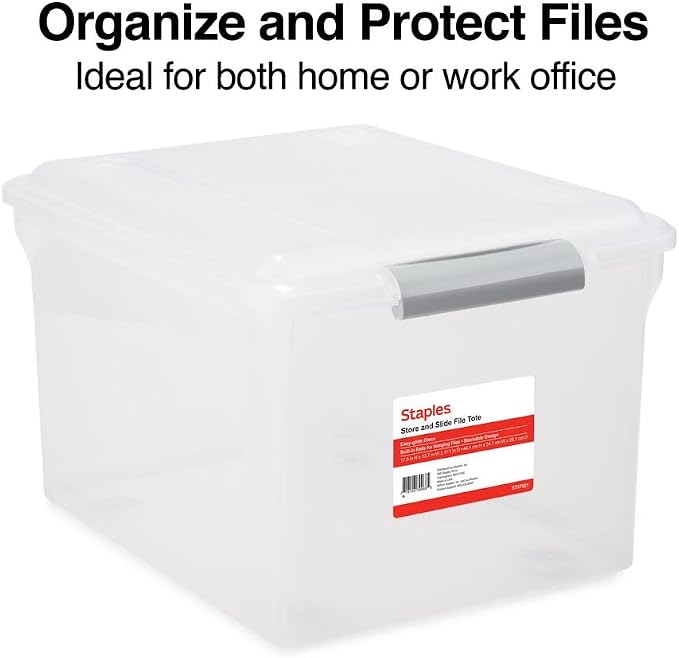 STAPLES Store & Slide Plastic File Box Latching, Letter/Legal Size - Image 5