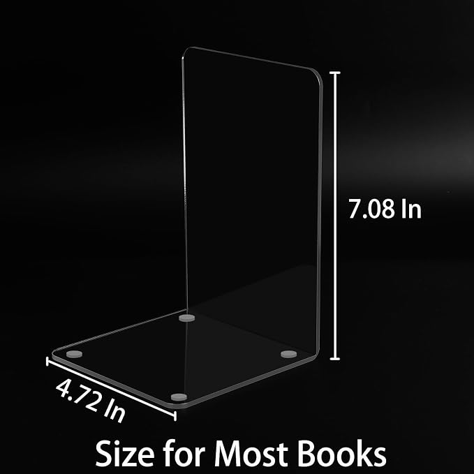 Adwikoso Clear Acrylic Book Ends, Non-Slip Book Holder Stand, Decorative Book - Image 8