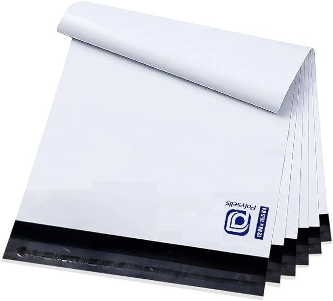POLYSELLS 100 Pack 12x15.5 Inch White Poly Mailers Shipping Envelopes, Strong by POLYSELLS