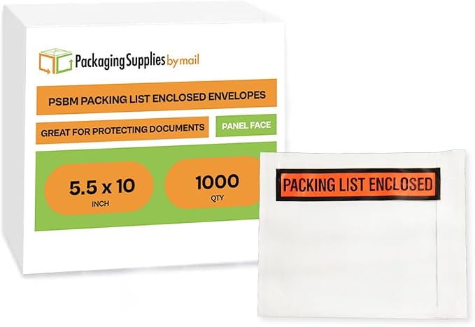PSBM 1000 PCS 5.5 x 10 Inch Orange Panel Face Packing List Enclosed Envelopes - Image 2