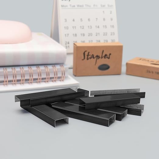 Black 26/6 Standard Staple Set 12mm Width 1000/Box 6 Boxes/Pack 6000 Count - Image 2