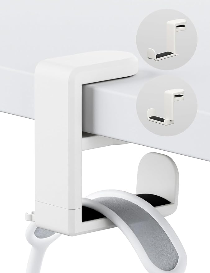 Headphone Hook Under Desk Holder 360-Degree Adjustable Rotation, easy spring by Celerion