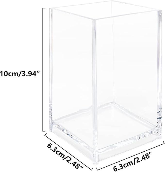 Newkita 2 Pack Clear Acrylic Pencil Pen Holder Cup, Acrylic Cosmetic Brushes - Image 2
