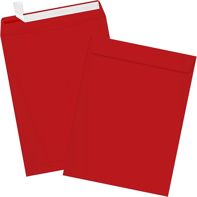 LUXPaper 9 x 12 Open End Envelopes | Peel & Press | Ruby Red | 80lb. Text | 250 - Image 3