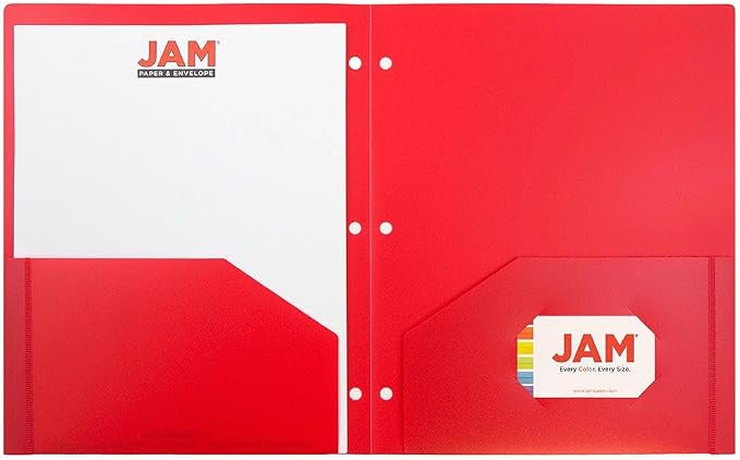 JAM PAPER Heavy Duty Plastic 3 Hole Punch Pocket Folders - Image 5