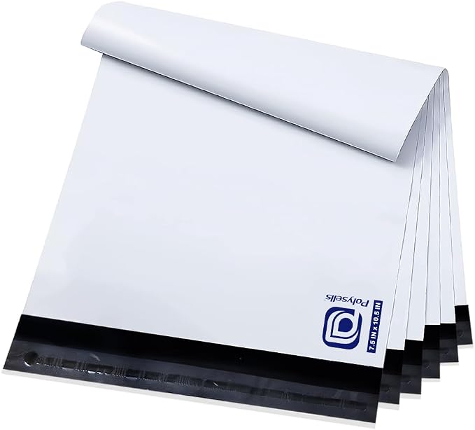 POLYSELLS 200 pcs 7.5x10.5 Inches White Poly Mailers Shipping Envelopes by POLYSELLS