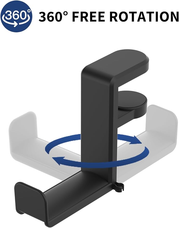 Headphone Hook Under Desk Holder 360-Degree Adjustable Rotation, easy spring - Image 2