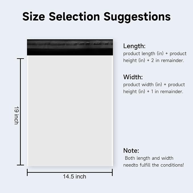 White Poly Mailers 14.5x19 Inch, 50 Pack | Self-seal shipping bags - Image 2