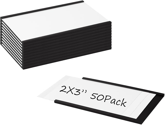 Realth Magnetic Label Holders 2'' x 3'' 50 Pack File Cabinet Labels | C Channel by Realth