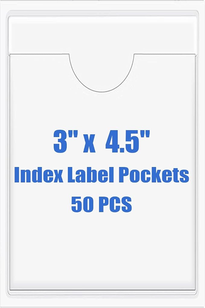 Origin-Joy 50 PCS Self-Adhesive Index Label Pockets by Origin-Joy