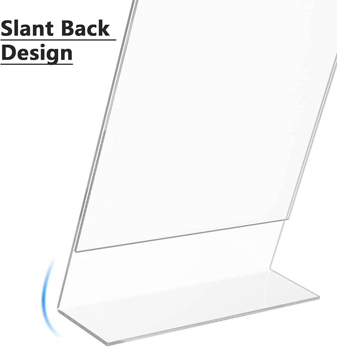 MaxGear Acrylic Sign Holder, 8.5 x 11 Slant Back Display Stand, 5 Pack | Clear - Image 5
